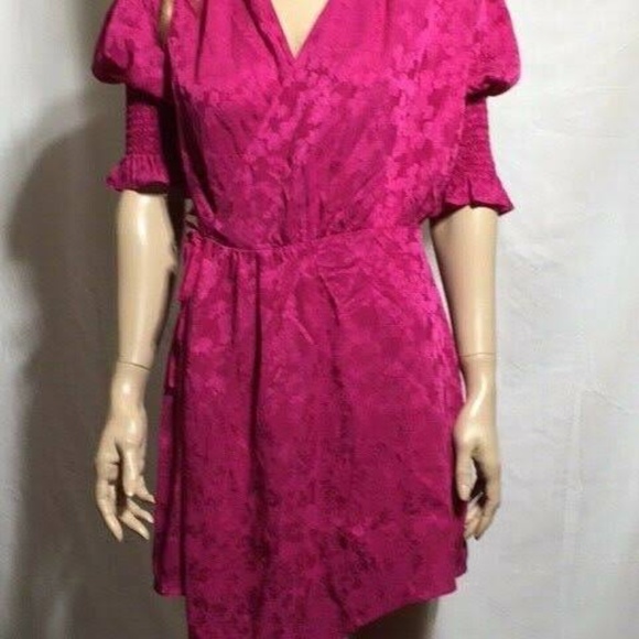 Art Dealer Fuchsia Mini Wrap Dress (M) (NWOT) - Picture 3 of 4